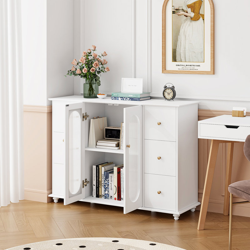 Aristeidis 47 Wide 6 Drawer Storage Cabinet White Office File Cabinet